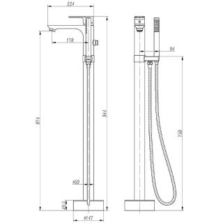 Смеситель Abber Weiss Insel AF8015 для ванны напольный с душем